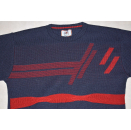 Strick Pullover Pulli Sweater Knit Sweatshirt Vintage 90er Grafik Blau 48/50  L