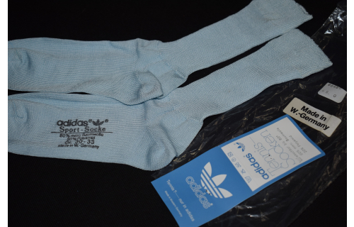 Adidas Socken Socks Sox Pl&uuml;sch Sport Vintage West Germany Hell Blau 30-33  NEU