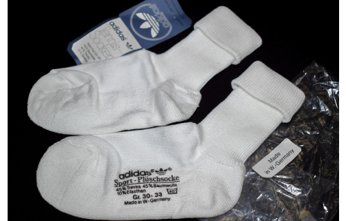 Adidas Socken Socks Sox Sport Plüsch 80er Vintage West Germany Trefoil 30-33 NEU NEW