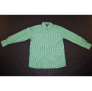Tommy Hilfiger Polo Shirt Button Down Hemd Pinstripe Business Casual Grün Gr. L