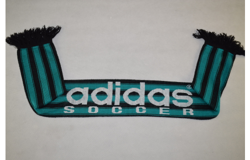Adidas Soccer Schal Scarf Fussball Casual Vintage 90er 90s Gr&uuml;n Schwarz 137 x16