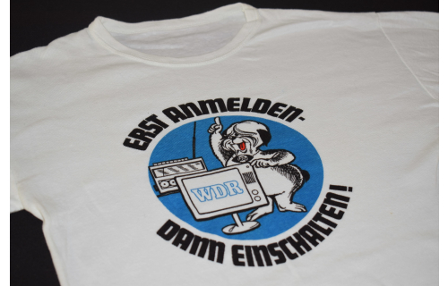 WDR T-Shirt GEZ Erst anmelden dann einschalten Vintage Film TV Promo 70er 70s XS