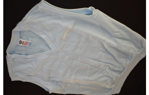Adidas Pullunder Pullover Sweater Tennis 80s 90er Vintage Casual Hell Blau 4 XS NEU