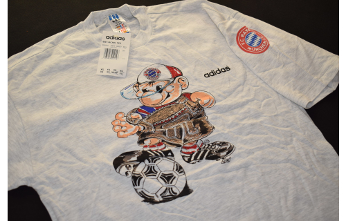 Adidas Bayern München T-Shirt  FCB Fussball Vintage Deadstock 90er Comic XS NEU