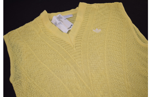 Adidas Pullunder Sweatshirt Knit Sweater Strick Vintage Deadstock Gelb 42 44 NEU
