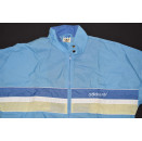 Adidas Regen Jacke Windbreaker Vintage 80s Rain Jacket Coat Glanz Blau Nylon 42