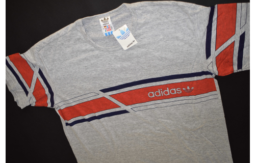 Adidas T-Shirt TShirt Trikot Jersey Vintage 80er 80s Grau Graphik Grafik XXS XS NEU