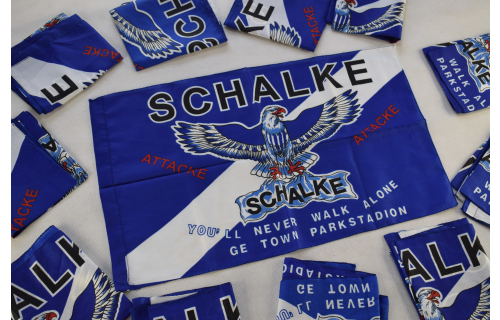 Schalke 04 Fahne Flagge Flag Drapeau Vintage Gelsenkirchen GE Parkstadion NEU