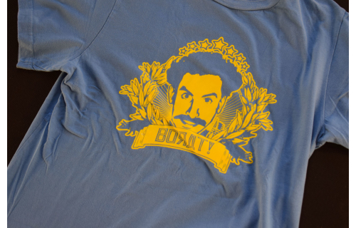 Borat T-Shirt Film Movie Promo 2006 Comedy Vintage Kazakhstan Blau Gelb Damen M