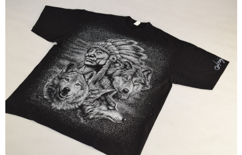 T-Shirt Wölfe Wolf Animal Print Indianer Vintage Springhill Arizona USA Made XL