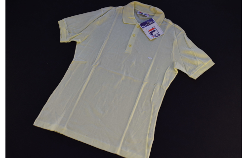 FILA Polo T-Shirt Vintage VTG Tennis Casual Firm 80s 80er Gelb Yellow 50 52 NEU