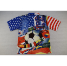 Vintage Polo Hemd Shirt All Over Print Fussball Football 90er 90s Vintage XL NEU