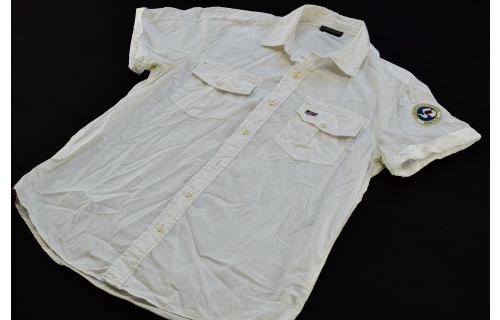 NAPAPIJRI Polo Hemd Shirt Summer Freizeit Sommer Comfort Fit Weiß White Gr. L