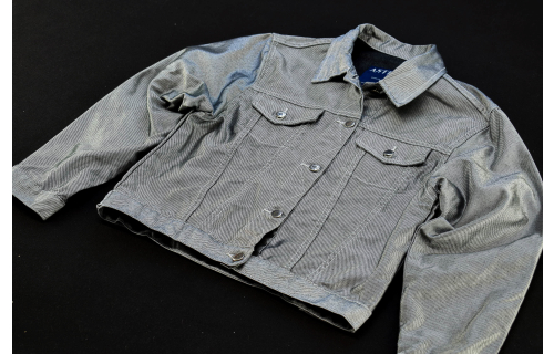 Astro Jeans Jacke Jacket Vintage VTG Milano Italia Silber Silver Shiny Glanz 38