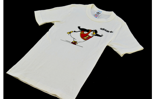 Adidas T-Shirt Vintage Deadstock 80er 80s Pinguin Ice Skating Eis Lauf Kids 140