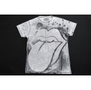 Rolling Stones T-Shirt All Over Print AOP Rock & Roll Distressed Look Retro Gr L