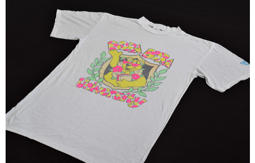 Bora Bora Vintage T-Shirt Comic Destination Travel Bär Bear Big Print Oversize L