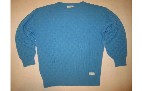 Adidas Pullover Sweatshirt Knit Sweater Strick Wolle Vintage Blau D 48 & 50 NEU