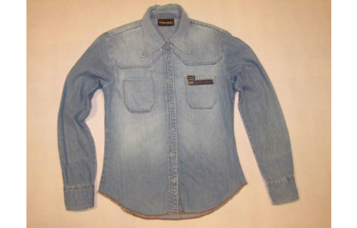 Wrangler Damen Jeans Hemd Shirt Longsleeve VTG Vintage Denim 90s Blau Blue Gr. M